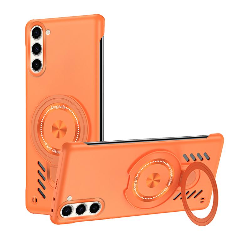 For Samsung Galaxy S25 5G Ice Sense Series Graphene Cooling MagSafe Holder Phone Case(Orange) - Galaxy S25 5G Cases by buy2fix | Online Shopping UK | buy2fix