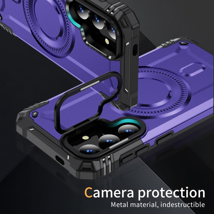 For Samsung Galaxy S25+ 5G Lens Holder MagSafe Phone Case(Purple) - Galaxy S25+ 5G Cases by buy2fix | Online Shopping UK | buy2fix