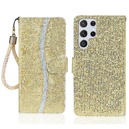 For Samsung Galaxy S25 Ultra 5G Glitter Powder Filp Leather Phone Case(Gold) - Galaxy S25 Ultra 5G Cases by buy2fix | Online Shopping UK | buy2fix