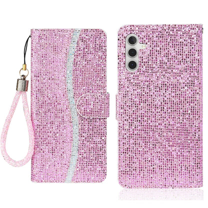 For Samsung Galaxy S25+ 5G Glitter Powder Filp Leather Phone Case(Pink) - Galaxy S25+ 5G Cases by buy2fix | Online Shopping UK | buy2fix