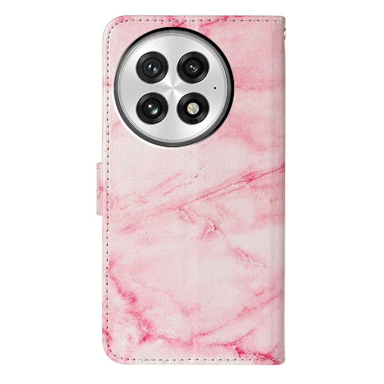 For OnePlus 13 Colored Drawing Marble Pattern Leather Phone Case(Pink Marble) - OnePlus Cases by buy2fix | Online Shopping UK | buy2fix