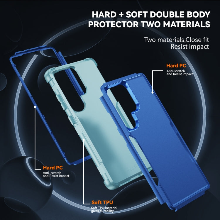 For Samsung Galaxy S25 Ultra 5G TPU + PC Shockproof Protective Phone Case(Royal Blue + Grey Green) - Galaxy S25 Ultra 5G Cases by buy2fix | Online Shopping UK | buy2fix