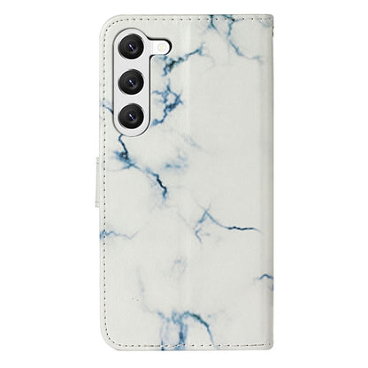 For Samsung Galaxy S25+ 5G Colored Drawing Marble Pattern Leather Phone Case(White Marble) - Galaxy S25+ 5G Cases by buy2fix | Online Shopping UK | buy2fix