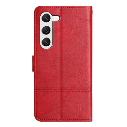 For Samsung Galaxy S25+ 5G Cowhide Texture Stitching Leather Phone Case(Red) - Galaxy S25+ 5G Cases by buy2fix | Online Shopping UK | buy2fix