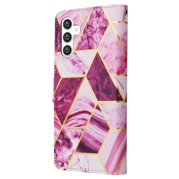 For Samsung Galaxy S25+ 5G Marble Bronzing Stitching Leather Phone Case(Purple) - Galaxy S25+ 5G Cases by buy2fix | Online Shopping UK | buy2fix