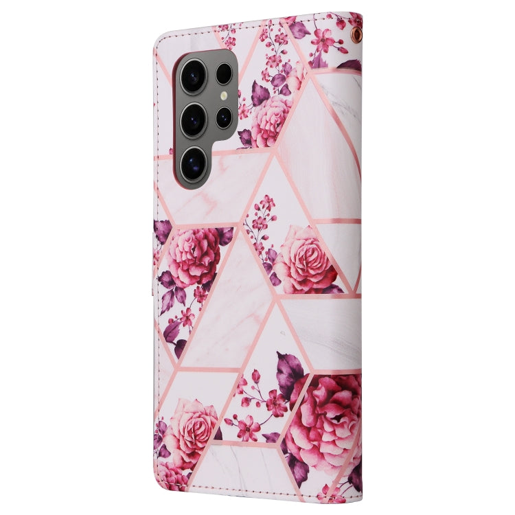 For Samsung Galaxy S25 Ultra 5G Marble Bronzing Stitching Leather Phone Case(Rose Gold) - Galaxy S25 Ultra 5G Cases by buy2fix | Online Shopping UK | buy2fix