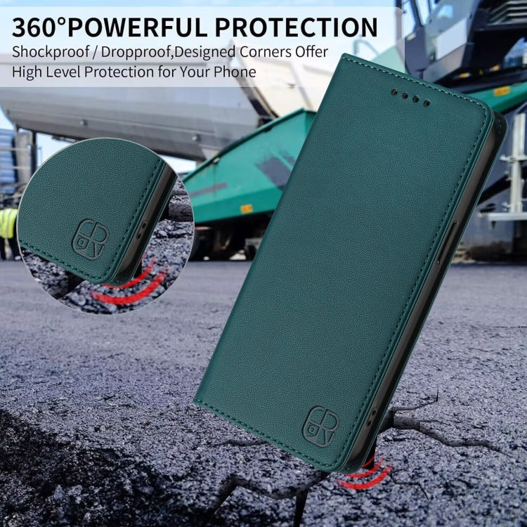 For Samsung Galaxy S25 Ultra 5G RC01 Dual-Folded Magnetic Suction RFID Leather Phone Case(Dark Green) - Galaxy S25 Ultra 5G Cases by buy2fix | Online Shopping UK | buy2fix