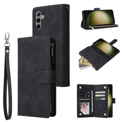 For Samsung Galaxy S25+ 5G Multifunctional Frosted Zipper Wallet Leather Phone Case(Black) - Galaxy S25+ 5G Cases by buy2fix | Online Shopping UK | buy2fix