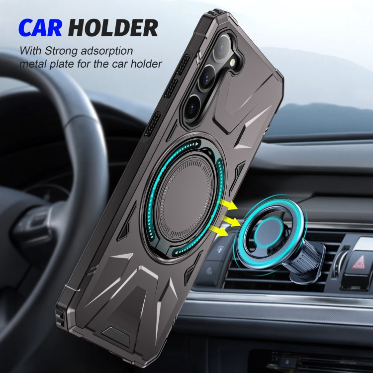 For Samsung Galaxy S25+ 5G MagSafe Magnetic Shockproof Phone Case with Ring Holder(Dark Grey) - Galaxy S25+ 5G Cases by buy2fix | Online Shopping UK | buy2fix