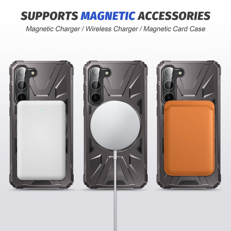 For Samsung Galaxy S25+ 5G MagSafe Magnetic Shockproof Phone Case with Ring Holder(Dark Grey) - Galaxy S25+ 5G Cases by buy2fix | Online Shopping UK | buy2fix