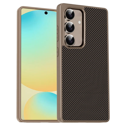 For Samsung Galaxy S25 5G Pita Series TPU + PC Texture Phone Case(Gold) - Galaxy S25 5G Cases by buy2fix | Online Shopping UK | buy2fix