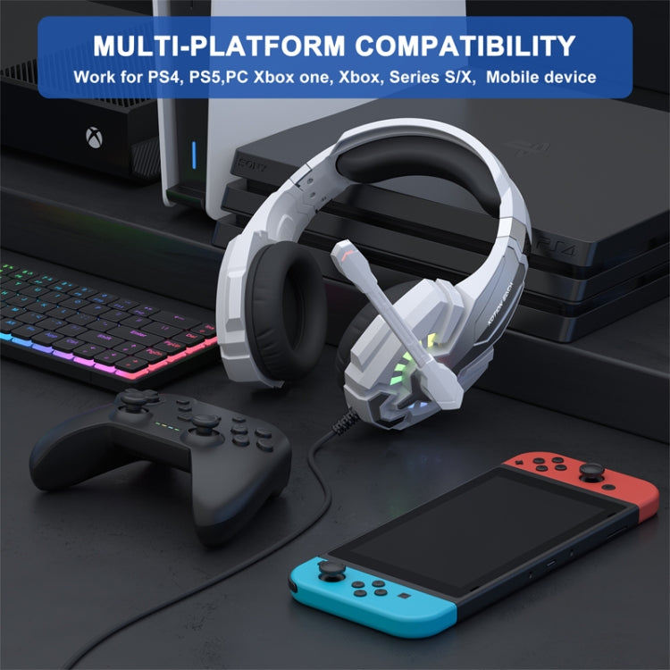 KOTION EACH G9000 Plus On-Ear Gaming Headset with Mic, Length: About 2.1m(Black White) - Multimedia Headset by KOTION EACH | Online Shopping UK | buy2fix