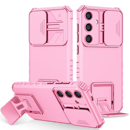 For Samsung Galaxy S25 5G Stereoscopic Holder Sliding Camshield Phone Case(Pink) - Galaxy S25 5G Cases by buy2fix | Online Shopping UK | buy2fix