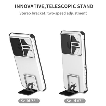 For Samsung Galaxy S25 Ultra 5G Stereoscopic Holder Sliding Camshield Phone Case(White) - Galaxy S25 Ultra 5G Cases by buy2fix | Online Shopping UK | buy2fix