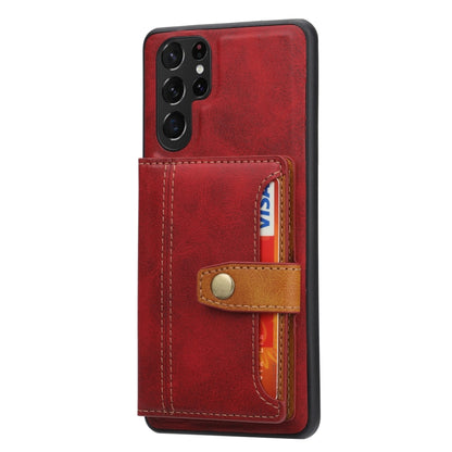 For Samsung Galaxy S25 Ultra 5G Calfskin Card Slot TPU Hybrid PU Phone Case(Red) - Galaxy S25 Ultra 5G Cases by buy2fix | Online Shopping UK | buy2fix