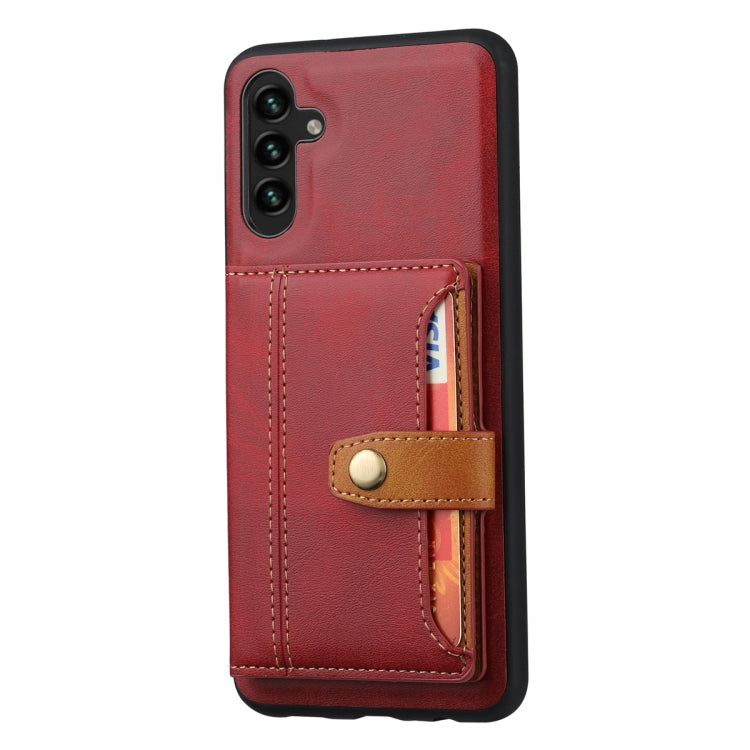 For Samsung Galaxy S25 5G Calfskin Card Slot TPU Hybrid PU Phone Case(Red) - Galaxy S25 5G Cases by buy2fix | Online Shopping UK | buy2fix