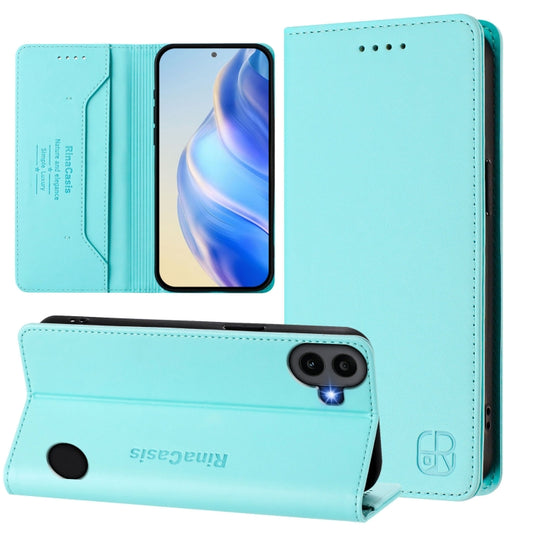 For Nothing CMF Phone 1 RC01 Dual-Folded Magnetic Suction RFID Leather Phone Case(Mint Green) - More Brand by buy2fix | Online Shopping UK | buy2fix