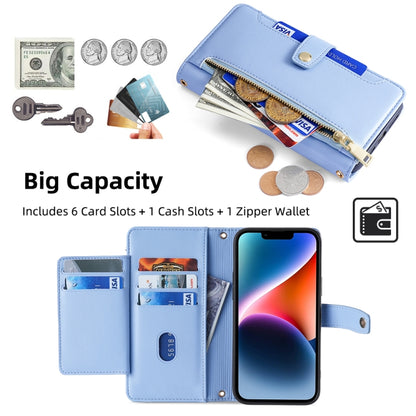 For Samsung Galaxy S25 5G Sheep Texture Cross-body Zipper Wallet Leather Phone Case(Blue) - Galaxy S25 5G Cases by buy2fix | Online Shopping UK | buy2fix