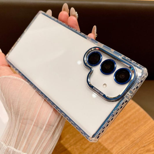 For Samsung Galaxy S25+ 5G Transparent Phone Case with Lens Film(Blue) - Galaxy S25+ 5G Cases by buy2fix | Online Shopping UK | buy2fix