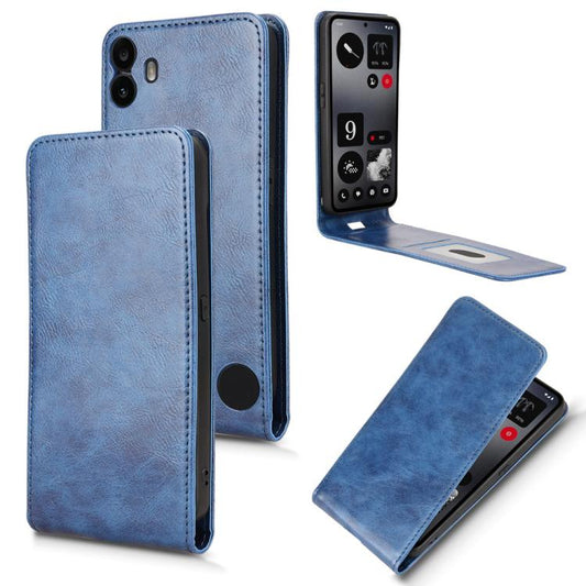 For Nothing CMF Phone 1 Magnetic Vertical Flip Leather Phone Case(Blue) - More Brand by buy2fix | Online Shopping UK | buy2fix