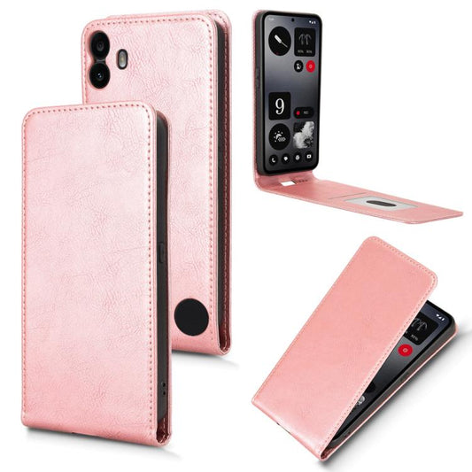 For Nothing CMF Phone 1 Magnetic Vertical Flip Leather Phone Case(Rose Gold) - More Brand by buy2fix | Online Shopping UK | buy2fix