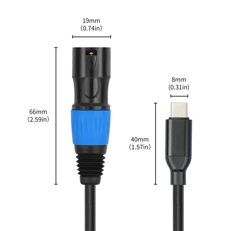 TY015 Type-C Male to XLR Male Stereo Output Audio Cable, Length:1m(Black Blue) - Microphone Audio Cable & Connector by buy2fix | Online Shopping UK | buy2fix