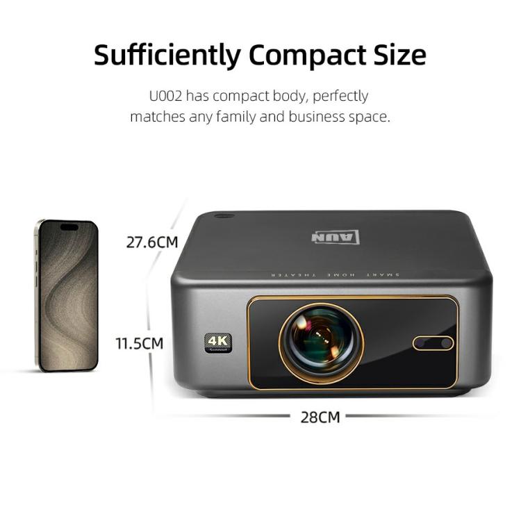 AUN U002 1920x1080P 970ANSI Android 12 Home Theater Smart Projector, AU Plug(Dark Grey) - LED Projector by AUN | Online Shopping UK | buy2fix