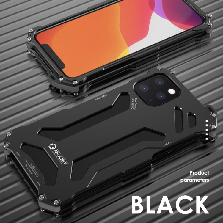 For iPhone 12 / 12 Pro R-JUST Shockproof Armor Metal Protective Case(Black) - iPhone 12 / 12 Pro Cases by R-JUST | Online Shopping UK | buy2fix