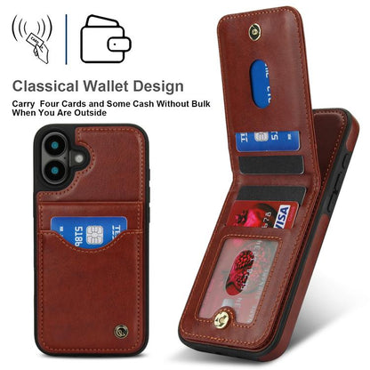 For iPhone 16 AwQuer Vertical Flip Card Bag Holder Leather Phone Case(Brown) - iPhone 16 Cases by Awquer | Online Shopping UK | buy2fix