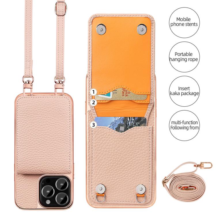 For iPhone 16 Pro VIETAO Litchi Texture Wallet PU Phone Case with Lanyard(Orange) - iPhone 16 Pro Cases by VIETAO | Online Shopping UK | buy2fix