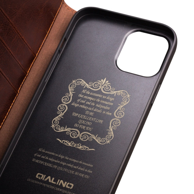 For iPhone 12 mini QIALINO Horizontal Flip Leather Case with Holder & Card Slots & Wallet (Brown) - iPhone 12 mini Cases by QIALINO | Online Shopping UK | buy2fix