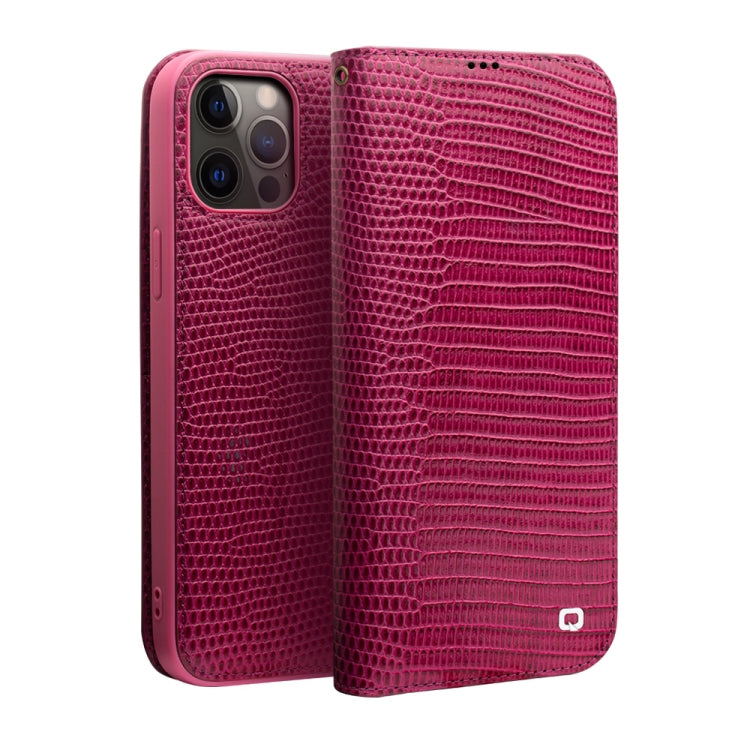 For iPhone 12 Pro Max QIALINO Crocodile Texture Horizontal Flip Leather Case with Card Slots & Wallet(Rose Red) - iPhone 12 Pro Max Cases by QIALINO | Online Shopping UK | buy2fix