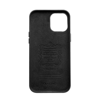 For iPhone 12 mini QIALINO Shockproof Cowhide Leather Protective Case (Black) - iPhone 12 mini Cases by QIALINO | Online Shopping UK | buy2fix