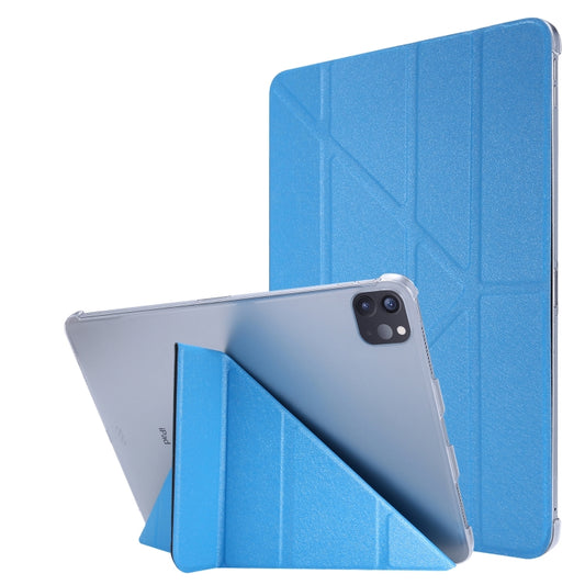 Silk Texture Horizontal Deformation Flip Leather Case with Three-folding Holder For iPad Air 11 2024 / Air 2022 / 2020 10.9(Light Blue) - iPad Air (2022) / (2020) 10.9 Cases by buy2fix | Online Shopping UK | buy2fix