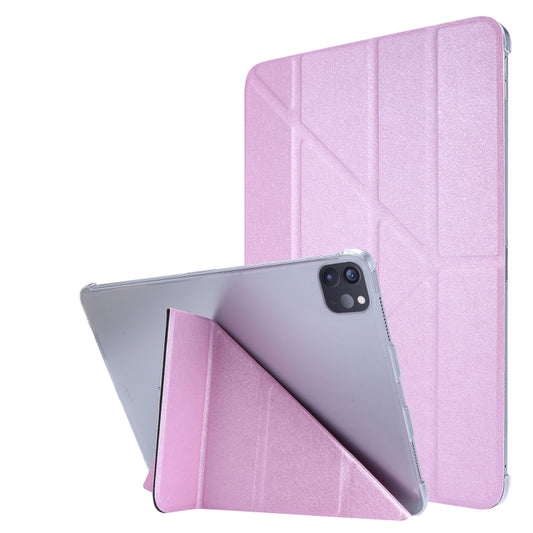 Silk Texture Horizontal Deformation Flip Leather Case with Three-folding Holder For iPad Air 11 2024 / Air 2022 / 2020 10.9(Pink) - iPad Air (2022) / (2020) 10.9 Cases by buy2fix | Online Shopping UK | buy2fix
