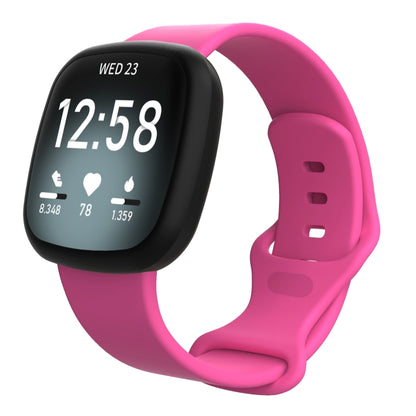 For Fitbit Versa 3 / Sense Silicone Watch Band, Size: S(Rose Red) - Watch Bands by buy2fix | Online Shopping UK | buy2fix