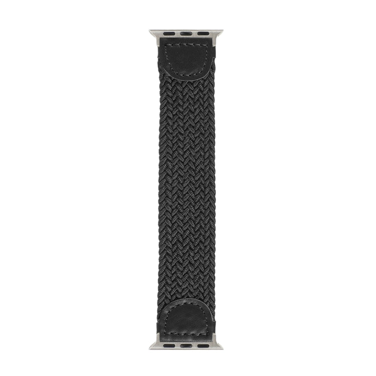 Nylon + Leather Braided Watch Band For Apple Watch Ultra 49mm&Watch Ultra 2 49mm / Series 9&8&7 45mm / SE 3&SE 2&6&SE&5&4 44mm / 3&2&1 42mm, Size:L(Black) - Watch Bands by buy2fix | Online Shopping UK | buy2fix