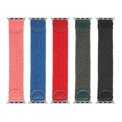 Nylon + Leather Braided Watch Band For Apple Watch Ultra 49mm&Watch Ultra 2 49mm / Series 9&8&7 45mm / SE 3&SE 2&6&SE&5&4 44mm / 3&2&1 42mm, Size:L(Army Green) - Watch Bands by buy2fix | Online Shopping UK | buy2fix