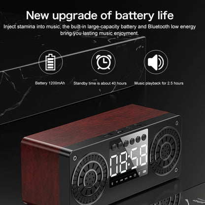 A10 Subwoofer Wooden Clock Bluetooth 5.0 Speaker, Support TF Card & U Disk Play & FM Radio(Yellow) - Desktop Speaker by buy2fix | Online Shopping UK | buy2fix