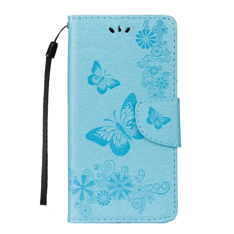 For Huawei  Mate 10 Lite Vintage Embossed Floral Butterfly Pattern Horizontal Flip Leather Case with Card Slot & Holder & Wallet & Lanyard (Blue) - Huawei Cases by buy2fix | Online Shopping UK | buy2fix