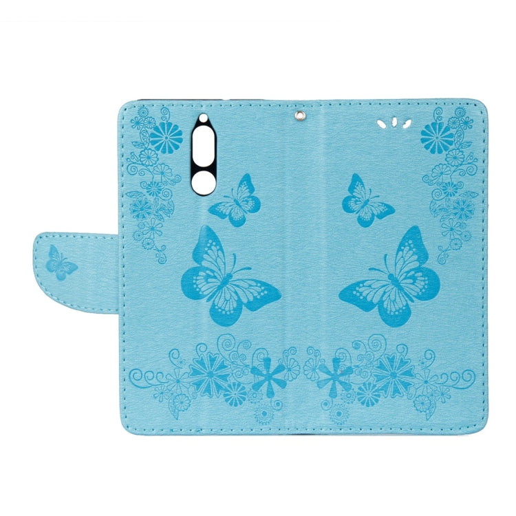 For Huawei  Mate 10 Lite Vintage Embossed Floral Butterfly Pattern Horizontal Flip Leather Case with Card Slot & Holder & Wallet & Lanyard (Blue) - Huawei Cases by buy2fix | Online Shopping UK | buy2fix