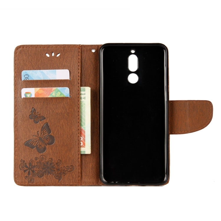 For Huawei  Mate 10 Lite Vintage Embossed Floral Butterfly Pattern Horizontal Flip Leather Case with Card Slot & Holder & Wallet & Lanyard (Brown) - Huawei Cases by buy2fix | Online Shopping UK | buy2fix