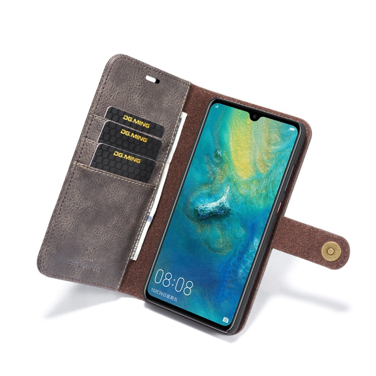 DG.MING Crazy Horse Texture Flip Detachable Magnetic Leather Case for Huawei Mate 20, with Holder & Card Slots & Wallet (Grey) - Huawei Cases by DG.MING | Online Shopping UK | buy2fix