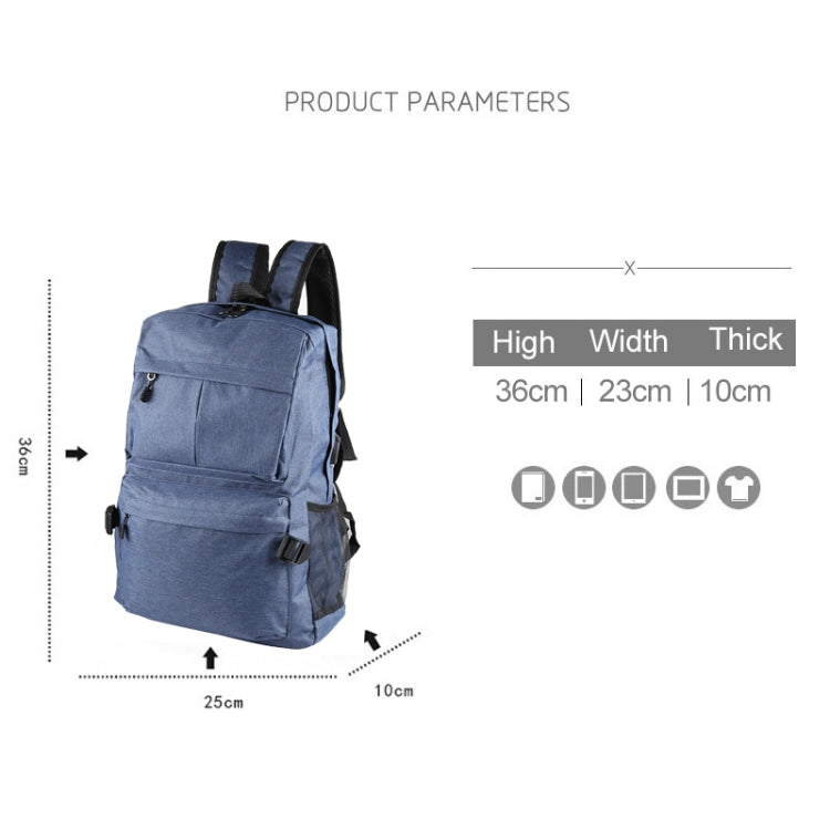 Universal Multi-Function Canvas Cloth Laptop Computer Shoulders Backpack Students Bag for 13-15 inch, Size: 36x25x10cm(Blue) - Backpack by buy2fix | Online Shopping UK | buy2fix