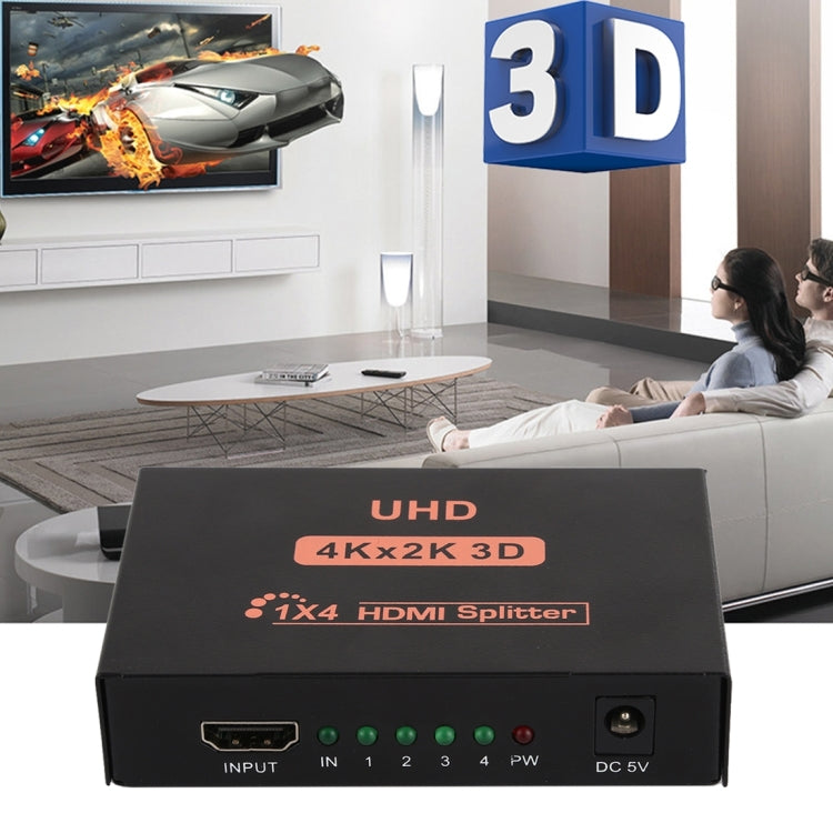 CY10 UHD 4K x 2K 3D 1 x 4 HDMI Splitter (UK Plug) - Splitter by buy2fix | Online Shopping UK | buy2fix