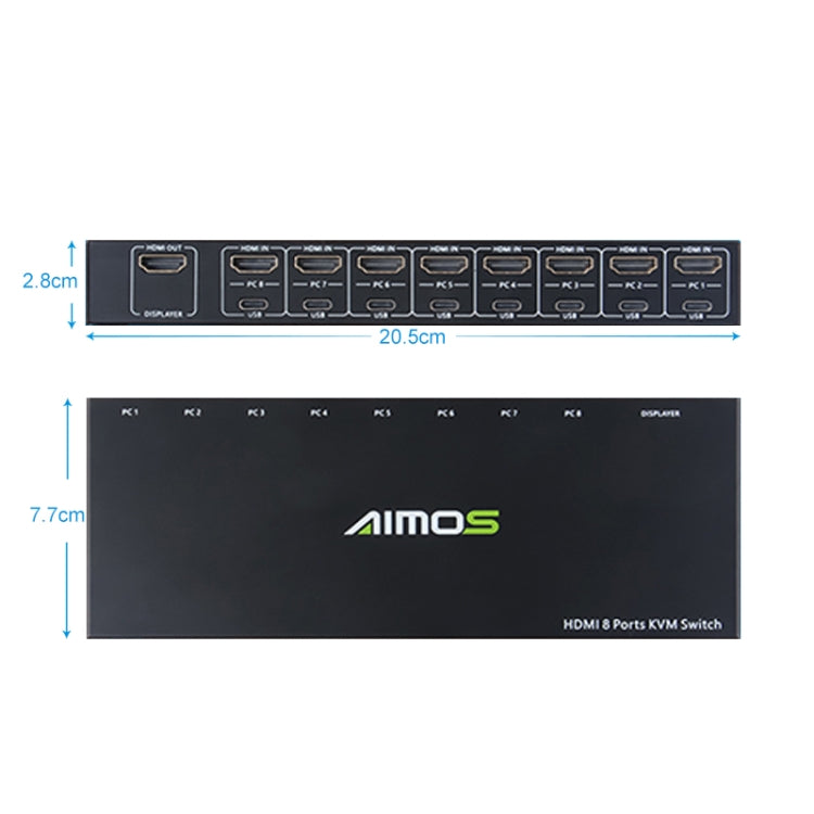 AIMOS AM-KVM801 HDMI 8 Ports KVM Switch - Switch by buy2fix | Online Shopping UK | buy2fix