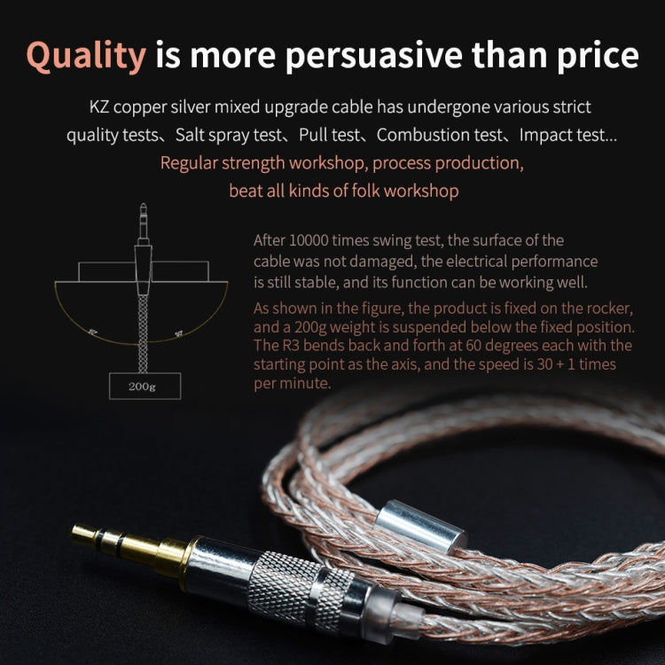 KZ A Copper-silver Mixed Plated Upgrade Cable for KZ ZS3 / ZS4 / ZS5 / ZS6 / ZSA Earphones - Cable & Splitter by KZ | Online Shopping UK | buy2fix