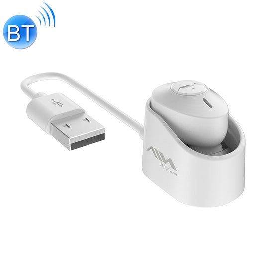 AIN MK-X18S USB Car Single Wireless Bluetooth Earphone with Charging Box, Support HD Call & Siri & Automatic Pairing (White) - Bluetooth Earphone by AIN | Online Shopping UK | buy2fix