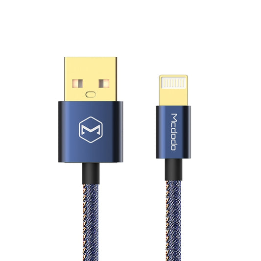 Mcdodo CA-1730 1.2m 2.4A Reversible 8 Pin to USB Denim Cover TPE Jacket Data Sync Charging Cable with Aero Aluminum Head for iPhone, iPad (Denim Blue) - Normal Style Cable by Mcdodo | Online Shopping UK | buy2fix