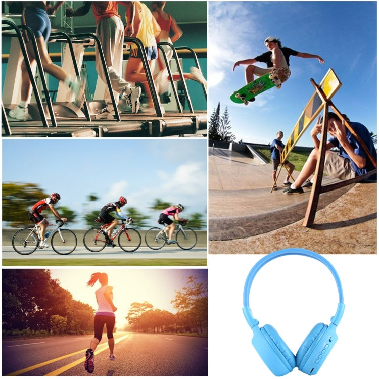 BS-N65 Headband Folding Stereo HiFi Wireless Headphone Headset with LCD Screen & TF Card Slot & LED Indicator Light & FM Function(Blue) - Headset & Headphone by buy2fix | Online Shopping UK | buy2fix